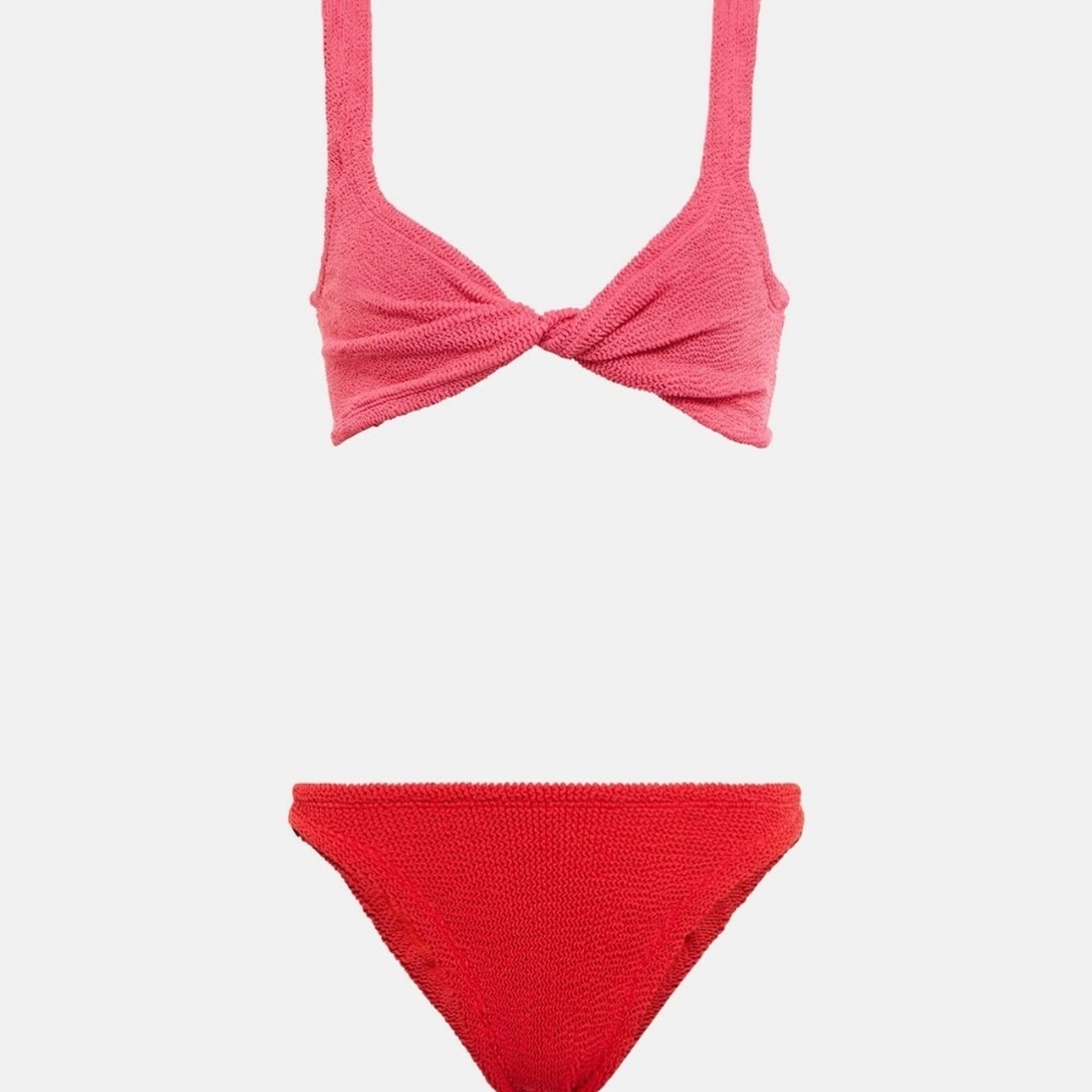 New Hunza g Juno twisted bikini set in hot pink /red one size - Picture 9 of 10